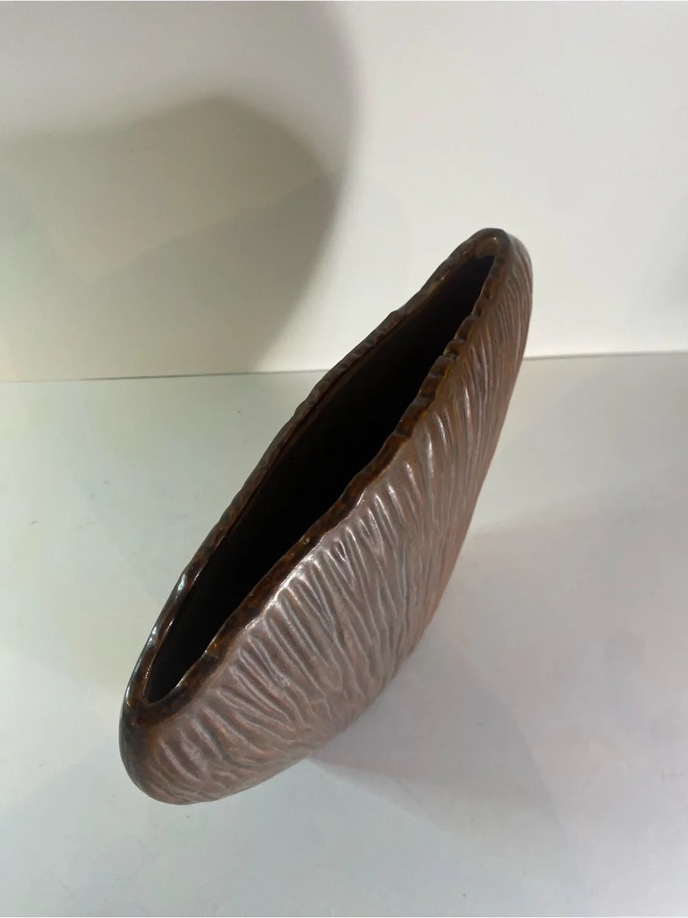 Pier 1 Brown Ribbed Narrow 12”x12” Vase